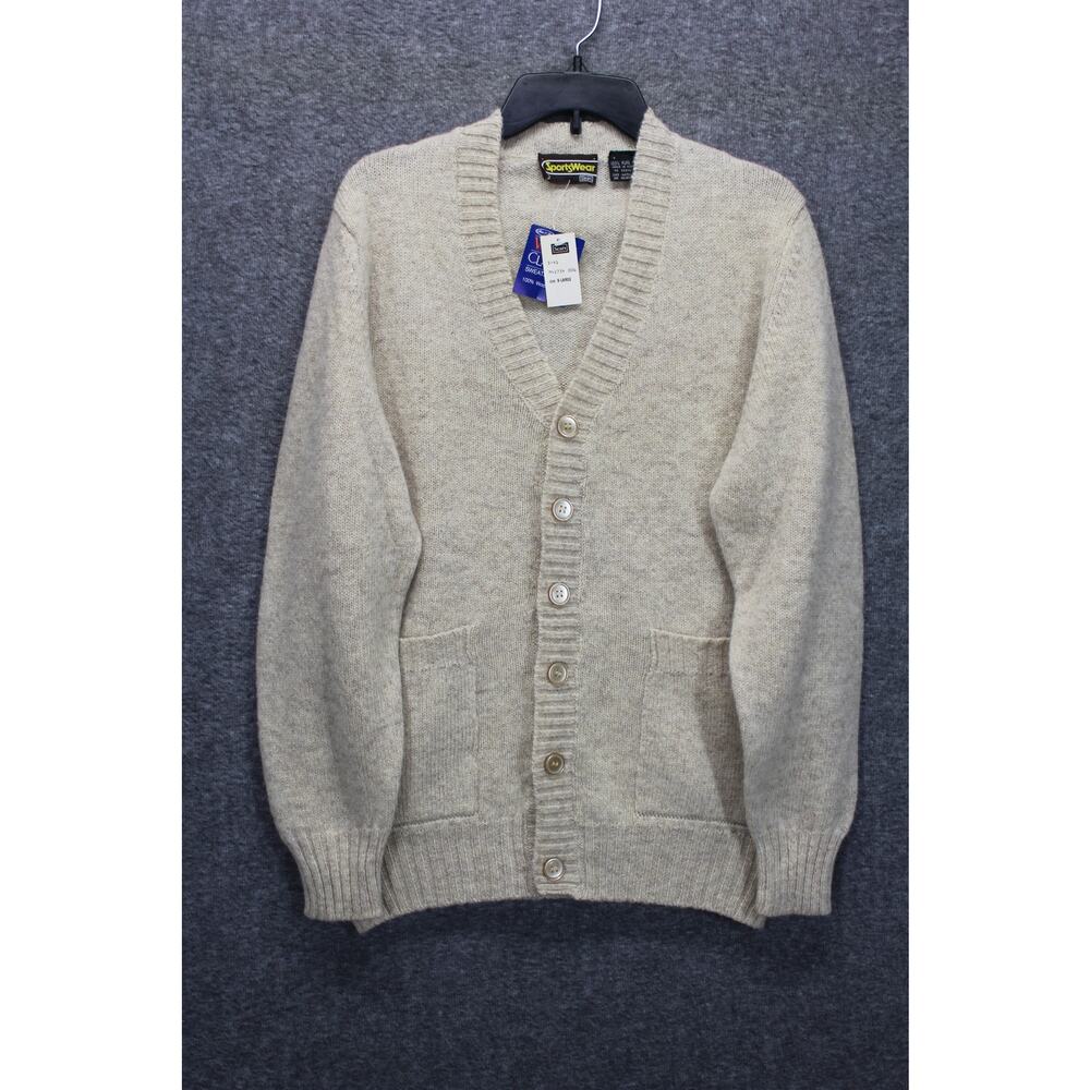 Vintage 70s Sears Sportswear Wool Cardigan Sweater Grandpa Mens XL Deadstock